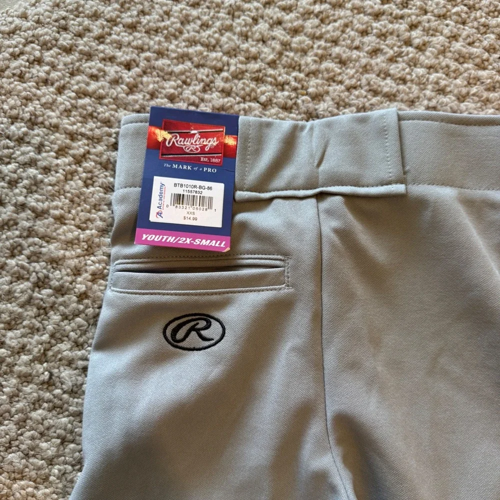 Rawlings Youth Baseball Pants Gray BTB1010R 2XS New With‎ Tags